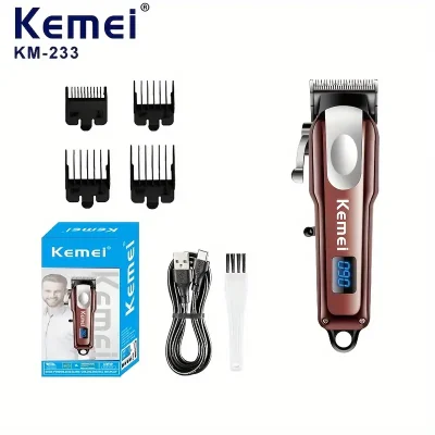 a hair clipper with a box of attachments